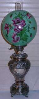   glass oil or kerosene lamp ball style shade early white opal glass