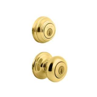   Brass Entry Knob and Single Cylinder Deadbolt Combo Pack feat SmartKey