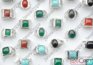 Wholesale lot50 beautiful gemstone platinum mens Rings  