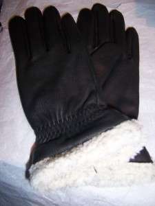 Ladies Shearling Cuff Leather Driving Gloves,Large,Blk  