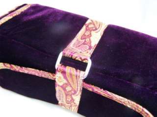Jewelry Roll Holder Purple Velvet Cloth Zipper Keepsake  