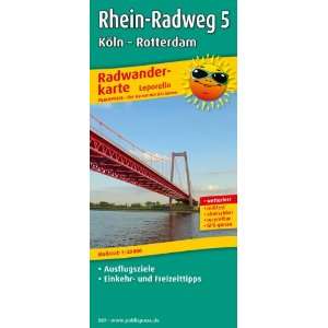 Radwanderkarte Rhein Radweg 5 Köln Rotterdam   Leporello Falzung Mit 