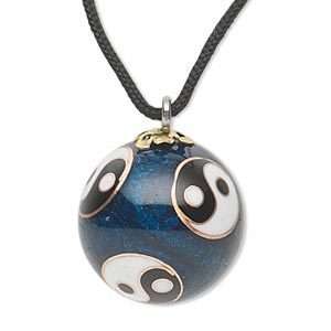Blue Yin Yang Cloisonne Chime Pendant~Ying Bell Charm  