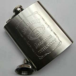 7oz Jack Daniels Stainless Steel Hip Flask W/Funnel  