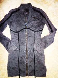   Charcoal Long Sleeve Zip Up Jacket Style Mini Dress euc Size S Fits M