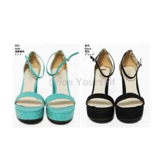 Fashion High Thick Heel Sandals Candy Shoes Blue A277  