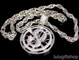 DOLLAR SIGN SPINNER BLING MENS HIP HOP CHAIN NECKLACE  