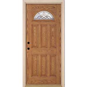 Feather River Doors Lakewood 36 in. x 80 in. Light Oak Prehung Right 