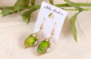 Green Copper Turquoise Yellow Gold GP Earrings ER531  