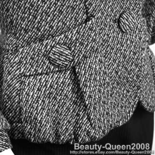 NWT Womens Wool Tweed Jacket Blazer Black Petite XS/S/M  