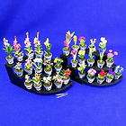30 miniature clay flower and orchid on 2 stands tw2b