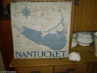 Map of Nantucket Primitive Wooden Sign Nautical sign  