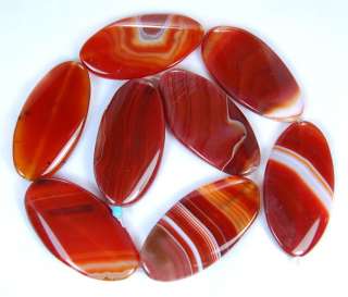 25x50mm Red Striated Agate Swirl Flat Oval Beads 15.5  