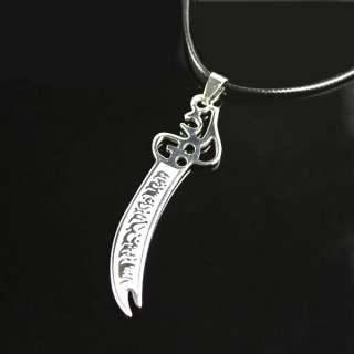 SILVER TONE STAINLESS STEEL SWORD KNIFE PENDANT NECKLACE CHAIN NEW 