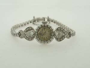 Vintage Platinum Longines Diamond Watch  