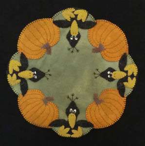 Those Blasted Crows Wool Penny Rug Candle Mat PATTERN  