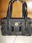 Coach Hamptons Black Signature Carryall Bag 11620 EUC