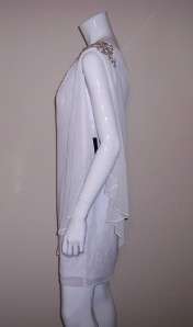 NWT Women JS Boutique Beaded One Shoulder White Chiffon Dress Size 16 
