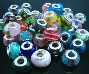 Wholesale 100pcs Charm Lampwork glass beads Mix style  