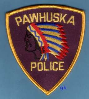 PAWHUSKA OKLAHOMA POLICE PATCH INDIAN CHIEF  