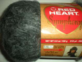 SK RED HEART SYMPHONY MOHAIR LOOK YARN   CHARCOAL  