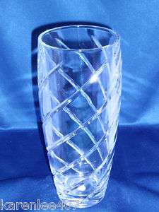 Fine Cut Clear Crystal Vase Diamond Cut Design 10 Tall  