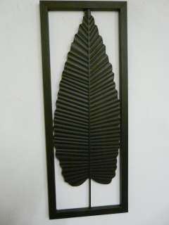 Contemporary Metal Wall Art Tropical Leaf In Frame   Outdoors
