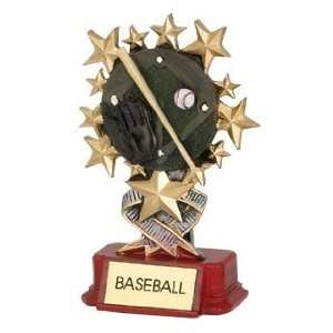  Baseball Trophies   6 INCH COLORFUL RESIN WITH MAHOGNY 