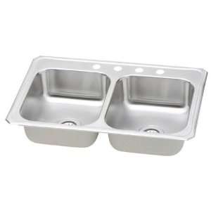  33 X 21 3 Hole Double Bowl Stainless Steel Sink Celebrity 