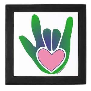  Green/Pink Heart ILY Hand Romance Keepsake Box by 