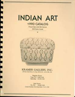 INDIAN ART 1990 CATALOG FROM KRAMER GALLERY OF MINNESOTA  
