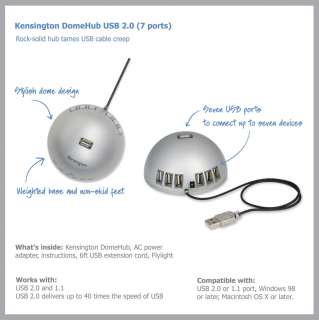  Kensington DomeHub 7 port USB 2.0 Hub with FlyLight 