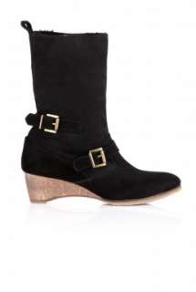   Bruno Athé  Black Shearling Biker Ankle Boot by Vanessa Bruno Athe
