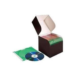   CD/DVD Storage Box, Holds 28 Slim Jewel Cases, Flip Top, Color Black