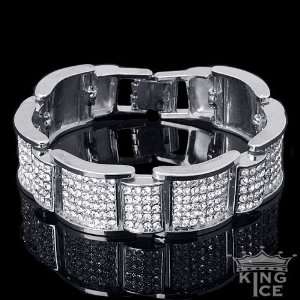  Mens Silver Plated Hip Hop Bling Bracelet Jewelry