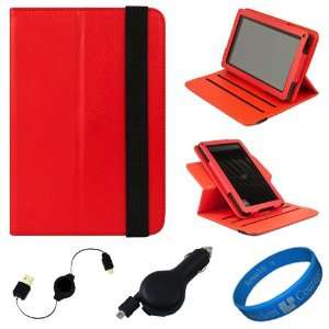  SumacLife Red Textured Leather Folio Case Cover with Fold 