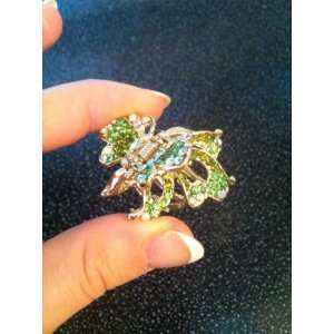  Green Color Gorgeous Butterfly Austrian Crystal Hair Claw Beauty