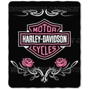  Harley Davidson Pink Tattoo Lightweight Fleece Throw 50 