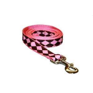  Large Pink/Brown Jester Dog Leash 1 wide, 6ft length 