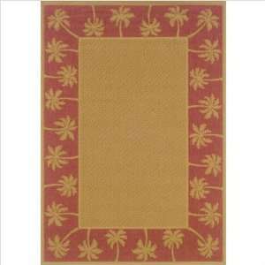  Lanai Palm Trees Beige / Red Contemporary Rug Size 710 