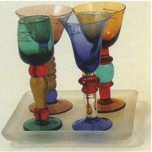  Multi Colored Shot Glasses on Glass Tray