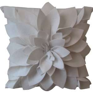 com 16 Square Ivory White Felt Flower Decorative Accent Throw Pillow 