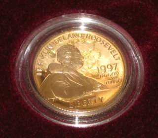 1997, FDR $5.00 Gold Proof in original Govt packaging  