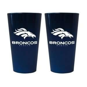  Denver Broncos Lusterware Pint Glass   Set of 2 