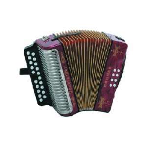   Two Row Button Accordion, Key of C#D, Pearl Red Musical Instruments