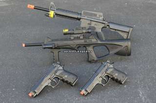 Lot of 4 Airsoft Guns  2 Rifle & 2 Beretta Pistols  plus 1,000 Free 