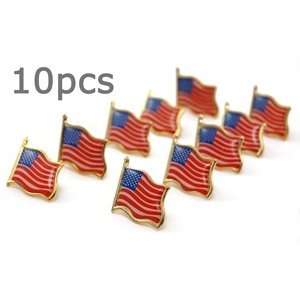  Bluecell 10 PCS Gold plated American Flag Lapel Pin+Free 
