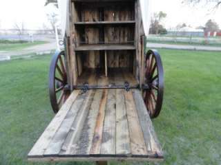 Antique Covered Horse Drawn Chuck Wagon The BAIN Wood Wheels Usable 