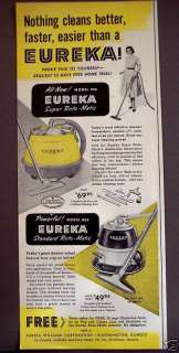 1956 EUREKA Super Roto Matic Vacuum Cleaner Vintage Ad  
