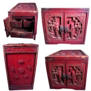  Chinese Wooden Antique Jewelry Box 
